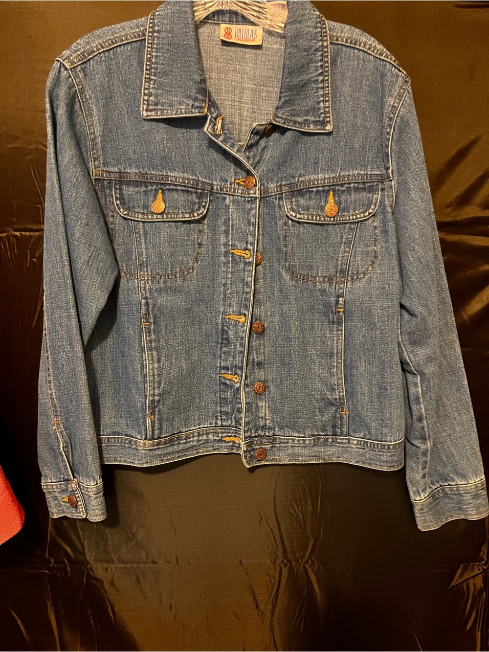 bill blass Classic Blue Denim Jacket with Button Front